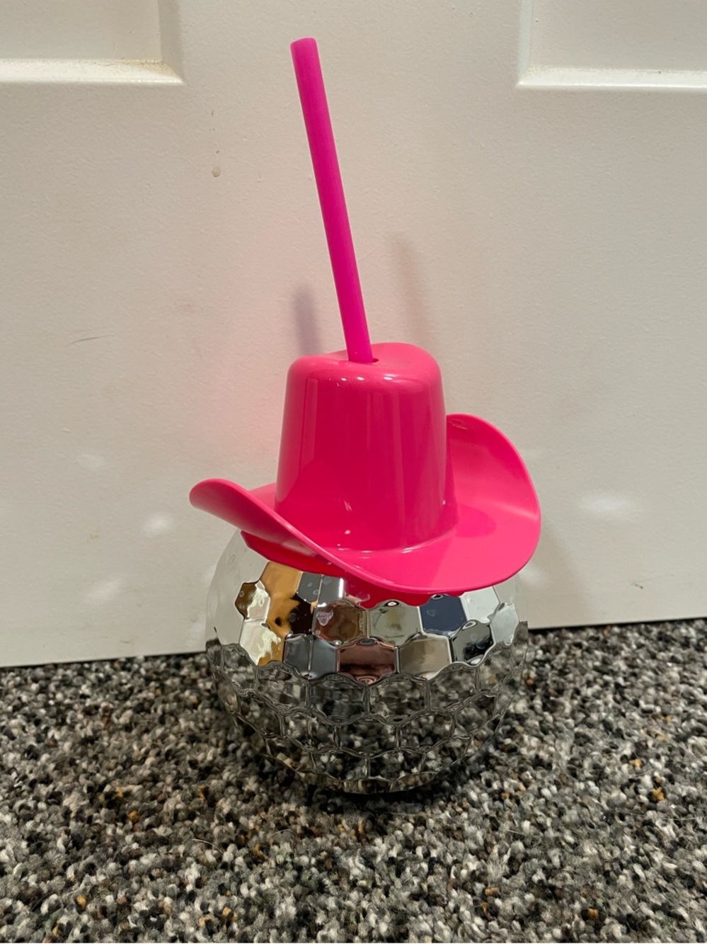 Pink Cowgirl Disco Ball Cup and Straw